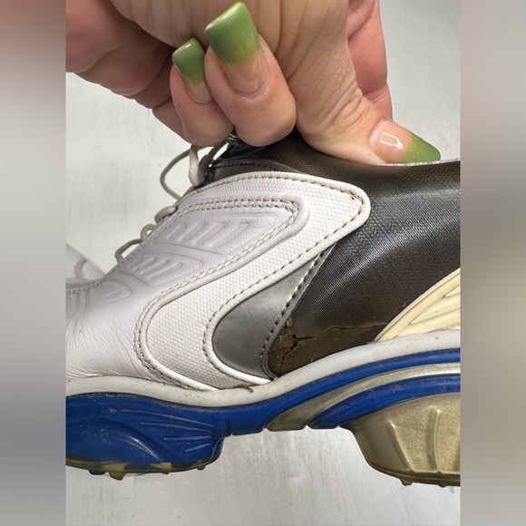 FootJoy Sport Golf Shoes Men’s 9.5M – White/Blue – Spiked Cleats – Read - Picture 8 of 11